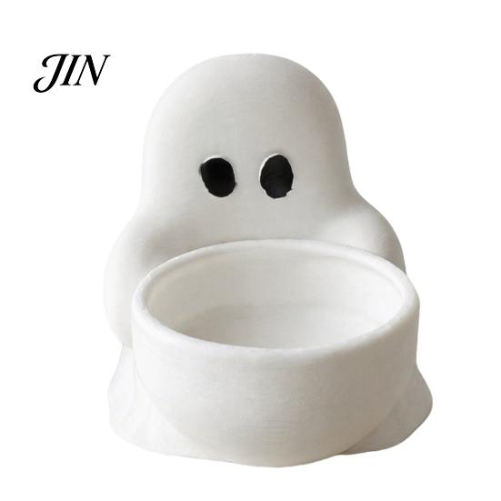 Ghost Themed Home Decoration Halloween Candle Holder, Cute 3D Printed Tea Light Holder for Stable Tealight Display Stand Scented Candles, Small