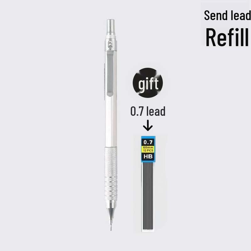 Professional Metal Mechanical Pencil, 0.5/0.7mm, Low Center Gravity, Weighted Feel, Continuous Lead Feed for Drawing & Painting.