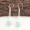 Natural Aqua Chalcedony 925 Sterling Silver Mothers Day Dangling Hook Earrings EE-136-16