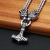 Thors Hammer Anhänger Herren Halskette Dominierende Tide Edelstahl Wolfskopf Halskette Schmuck
