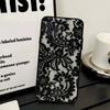 Black Lace Pattern Phone Case For Iphone 17 16 15 16e 14 13 12 11 Pro Max Plus Case Cover Coque