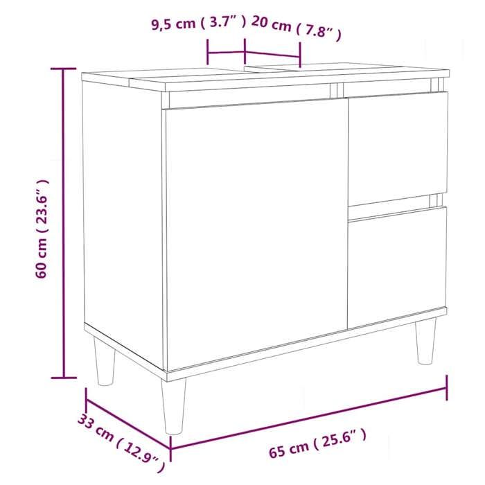 VidaXL Armoire de salle de bain blanc 65x33x60 cm bois d'ingénierie 819820