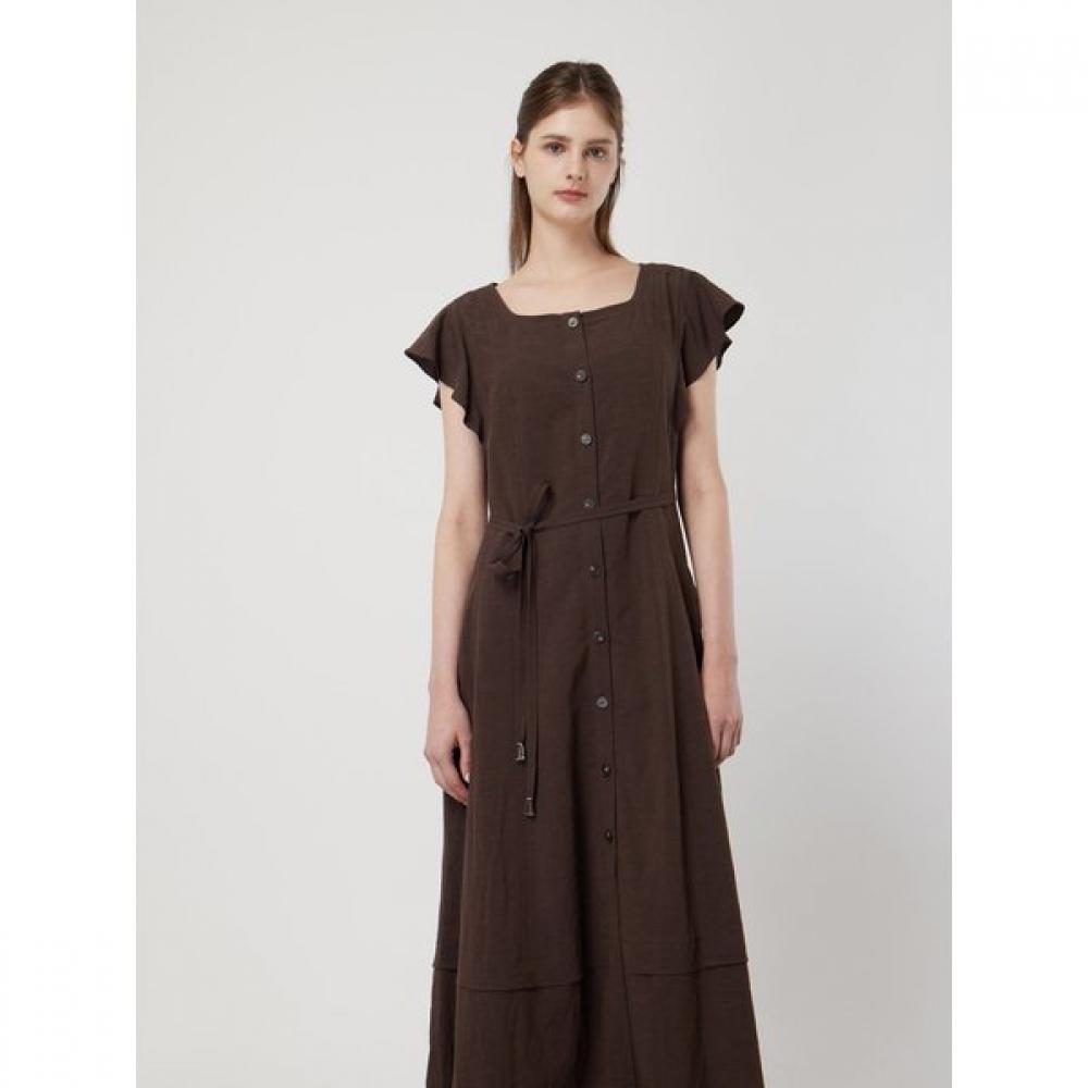 Cc Collect Linen Blend Belted Maxi Dress C252mse039