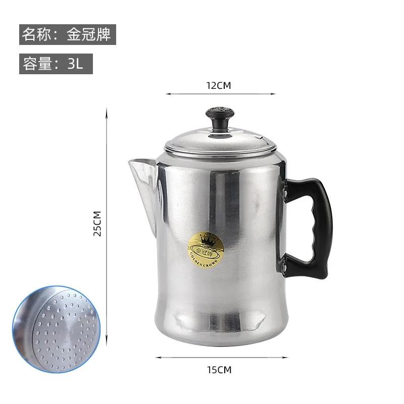 Hong Kong Style Stovetop Coffee Pot, 3L Handmade Aluminum Alloy Percolator for Milk Tea & Turkish Coffee, Vintage Kitchenware