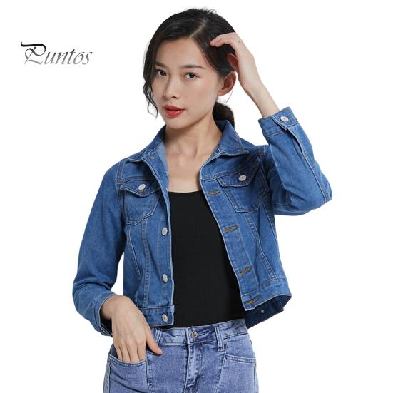 

Зимняя женская куртка с длинными рукавами, отложным воротником, нагрудными карманами, застежкой на пуговицы, пальто короткого типа, повседневная уличная одежда, джинсовые пальто L темно-синий