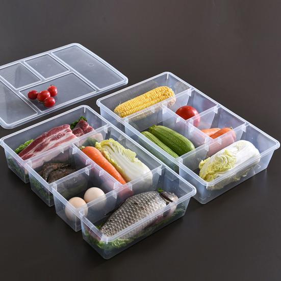 1/2Pcs Food Storage Boxes Reusable Snack Containers with Lids 5 Compartments BPA Free Dishwasher Safe Transparent Divided Snack Boxes