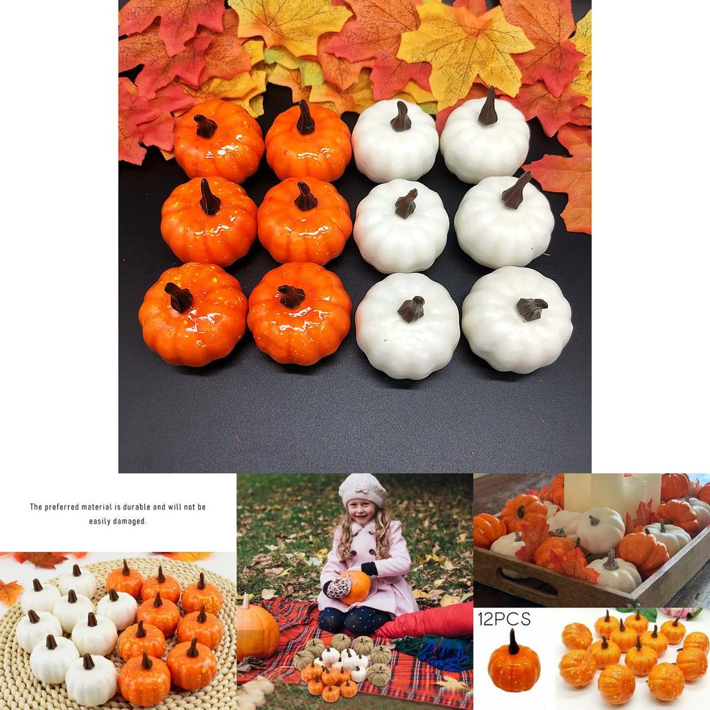 12pcs Artificial Mini Foam Pumpkin Simulation Props Perfect For Halloween Party Decoration