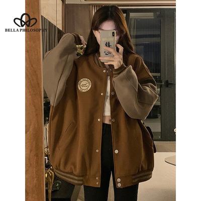 Casual Langarm Amerikanischen Stil Mode Baseball Jacke Herbst 2023 Neue Vintage Lose Chic Top Jacke