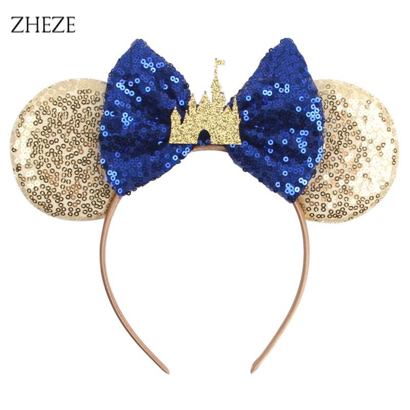 Disney Glänzendes Schloss Mausohren Stirnband Jungen Mädchen Festival Party Cosplay Haarband Frauen DIY Haarschmuck Cartoon Geschenk