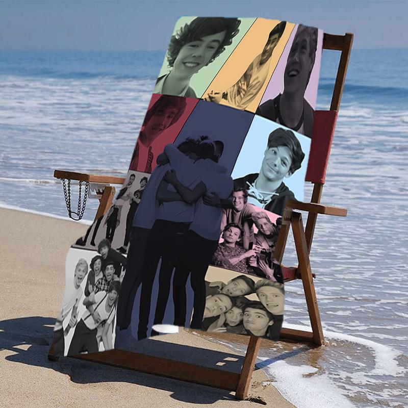 proof beach towel with a One Direction2 pattern - soft,absorbent,quick-drying,machine washable - perfect for swimming,camping,bathing