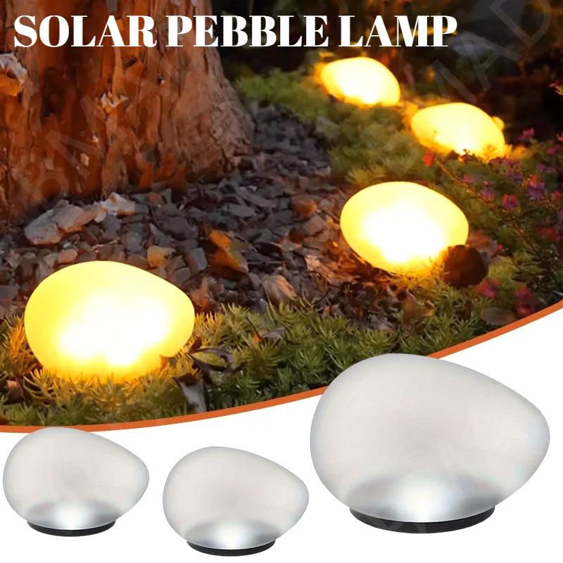 Solar Pebble Lawn Lights, Waterproof Outdoor Glowing Stone Lights, Garden Landscape Pathway Decorative Solar Lamps