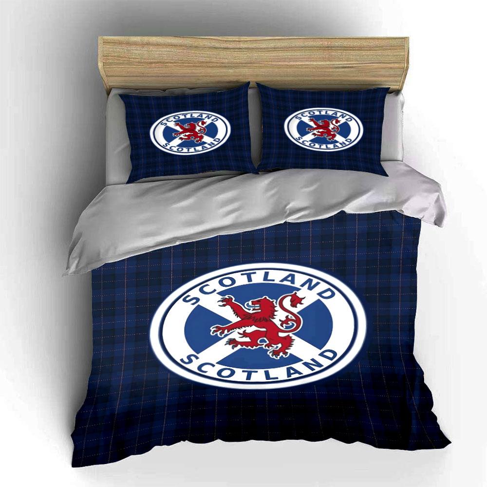 Set Biancheria da Letto Bandiera Scozzese Leone Copripiumino Federe (1 * Copripiumino 2 * Federe, senza piumino)