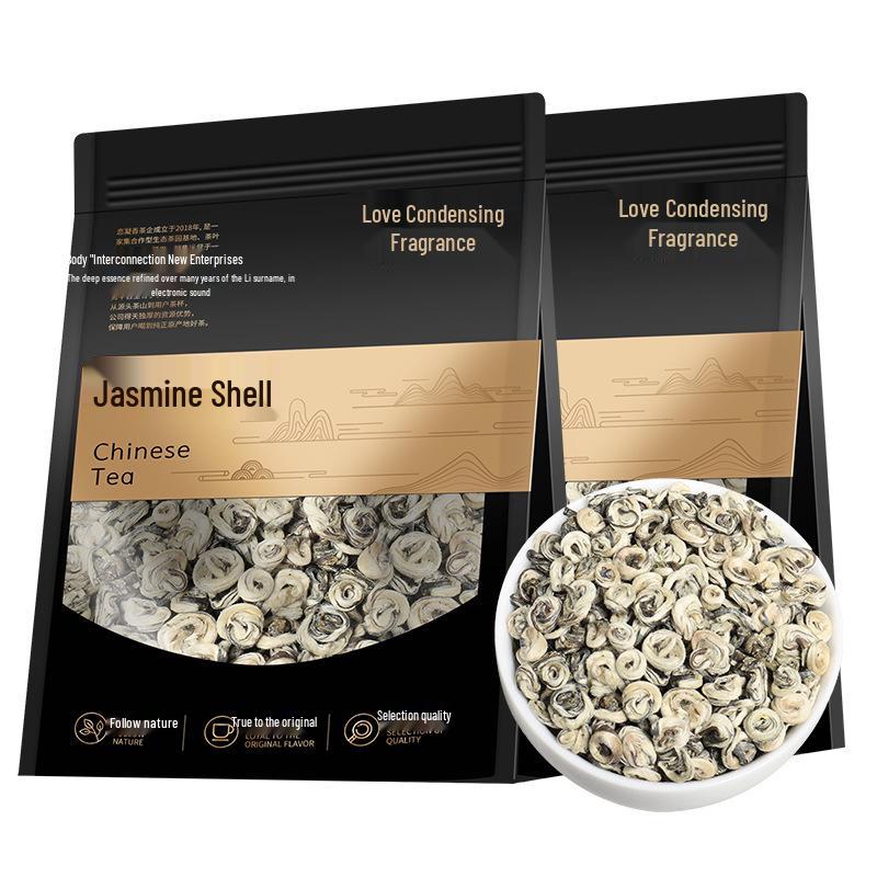 Exquisite Jasmine Jade Snail Tea: Authentic Heng County, Rich Floral Aroma, Long-Lasting Infusion, Elegant Black Gold Bag