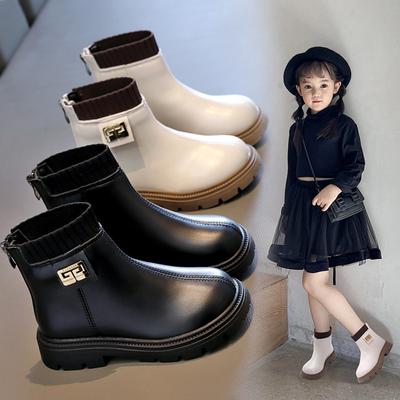 Neue Mädchen Stiefel Schwarz Rutschfeste Kinder Mode Vielseitig Weich Großbritannien Stil Coole Prinzessin Stiefel PU Frühling Herbst
