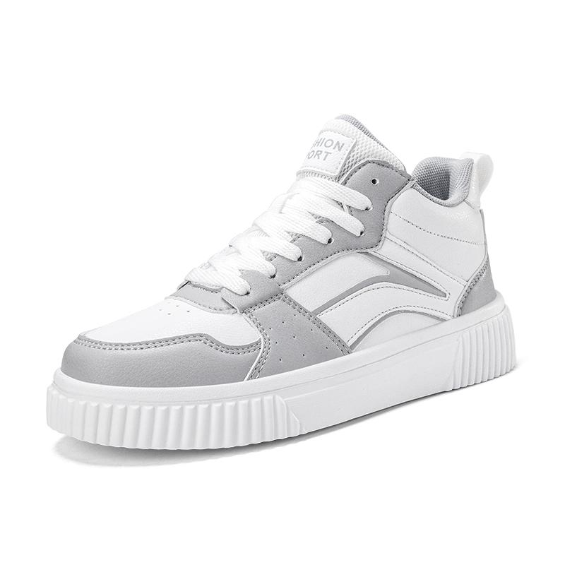 

2025 New MEN HIGH-TOP White Board shoes WOMEN CASUAL SNEAKERS HIGH TOP SOFT SOLE COMFORTABLE OUTDOOR NON-SLIP RUNNING SHOES 36 серый