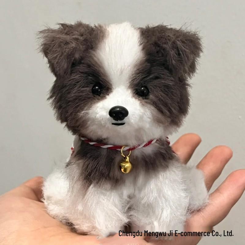 

Плюшевая кукла-щенок ручной работы, подарочный набор на день рождения, из шерсти, с кроличьим мехом и шениллом, для девушки