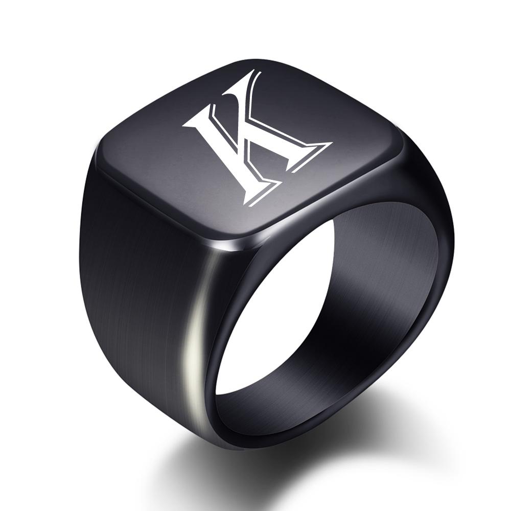 2025 Minimalist 26-Letter Smooth Titanium Steel Ring, Stainless Steel, 18MM Wide, Unisex