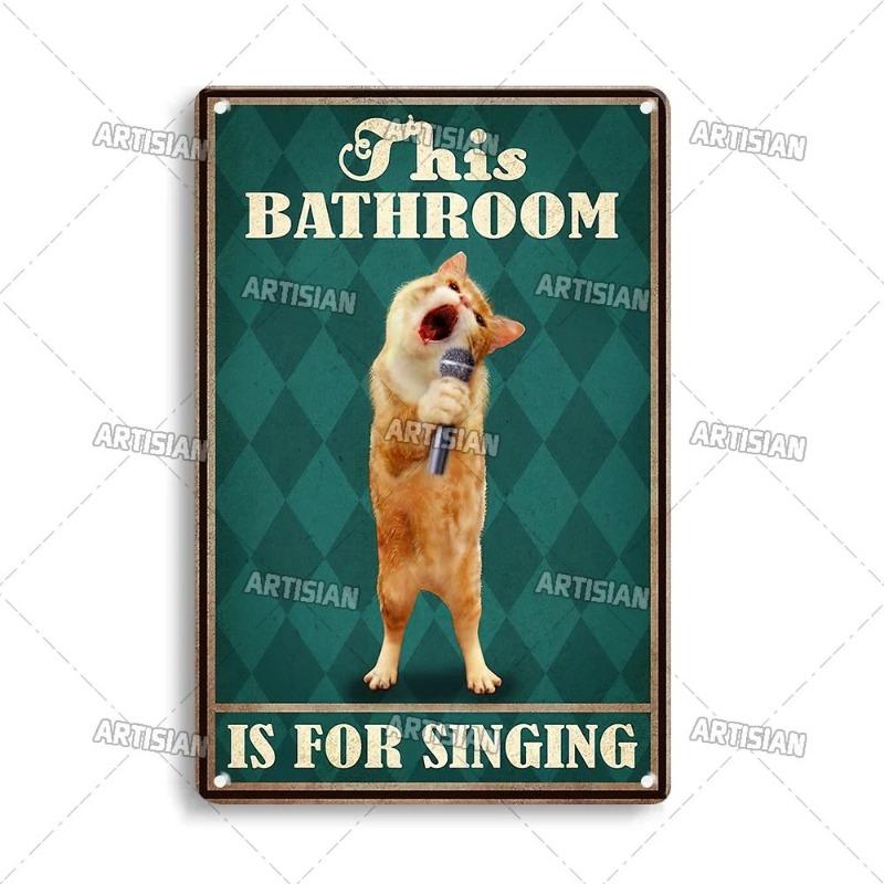 Funny Cat Retro Poster, Aluminum Metal Wall Decor 20x30cm