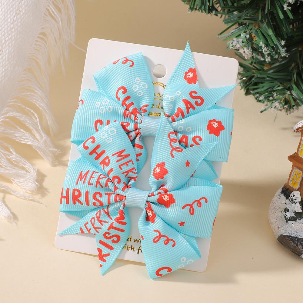 Christmas Snowflake Elk Red And Green Children'S Hair Accessories Set Holiday Headgear Vintage Dovetail Hairpin 4790