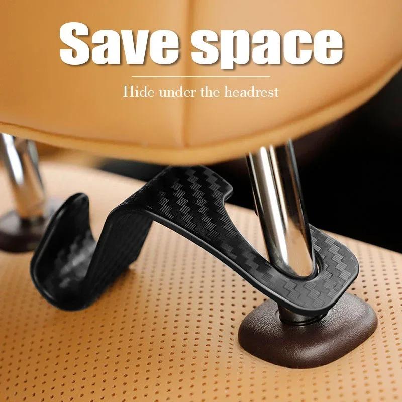 Hijk1 ·2Pcs Carbon Fibre Car Seat Hook Multifunctional Storage Holder For VW GTI RLine Polo Golf Passat Scirocco Tiguan Jetta Touareg