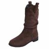 Brown Martin Boots Women's New Autumn Maillard Wasteland Western Boots Medium Tube Knight Pile Short Boots