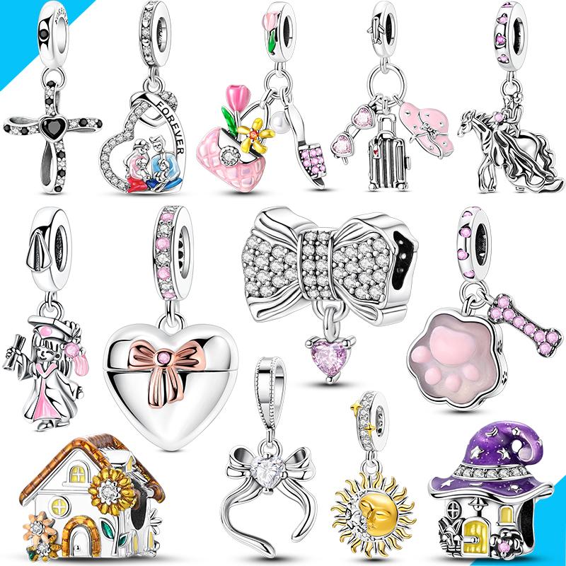 Charm Bead Charms copper Authentic Bead Charms Heart Bow Compatible With Bracelets Bracelets Diy Ideal For Woman Jewellery