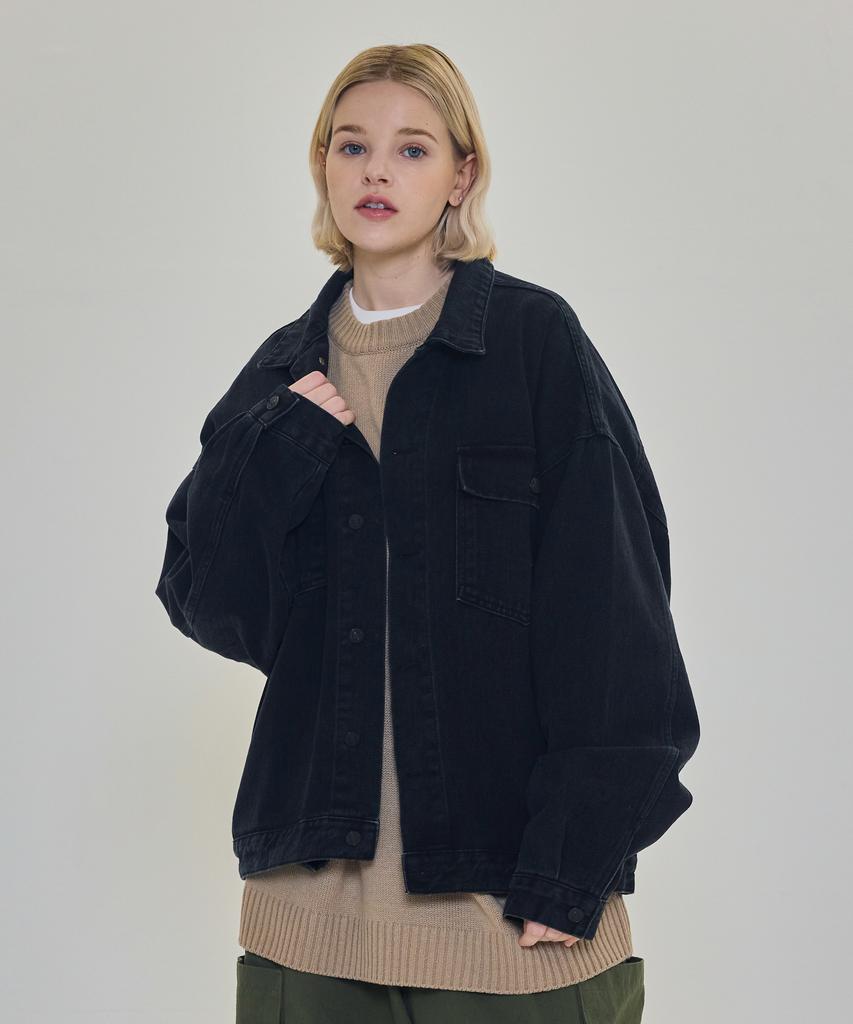 Cargobros For Woman Oversized Trucker Denim Jacket (Black)