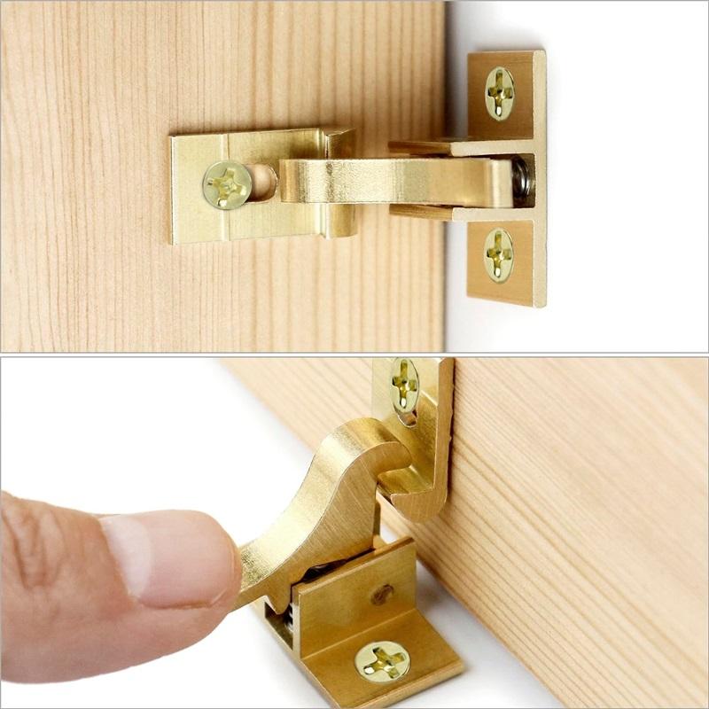 2er-Pack Messing Schwerlast-Winkelriegel Fenster - Schranktürriegel für Zuhause/Büro/Schranktüren & Fenstertüren, mit Befestigungsschrauben