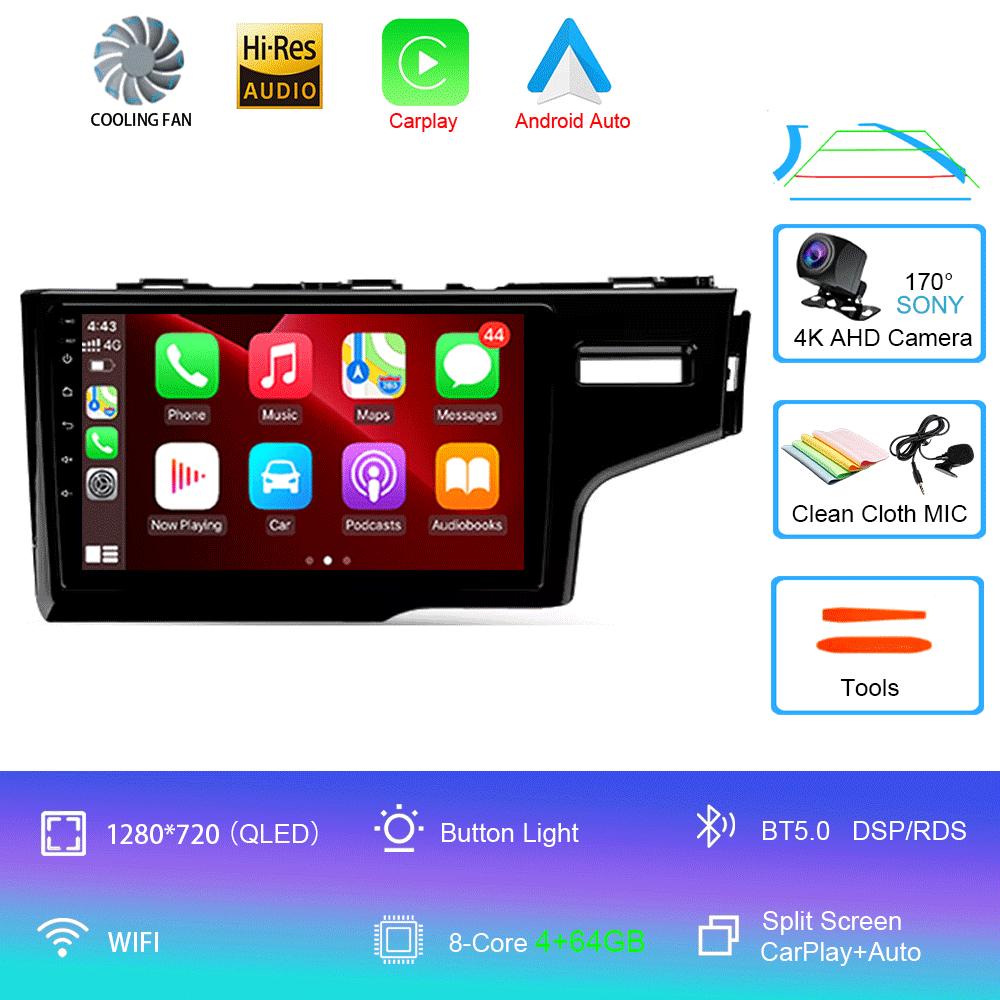 Car Radio Android 14 Carplay For Honda Jazz 3 2015-2020 Fit 3 GP GK 2013-2020 RHD Multimedia Video Player Stereo GPS Head Unit