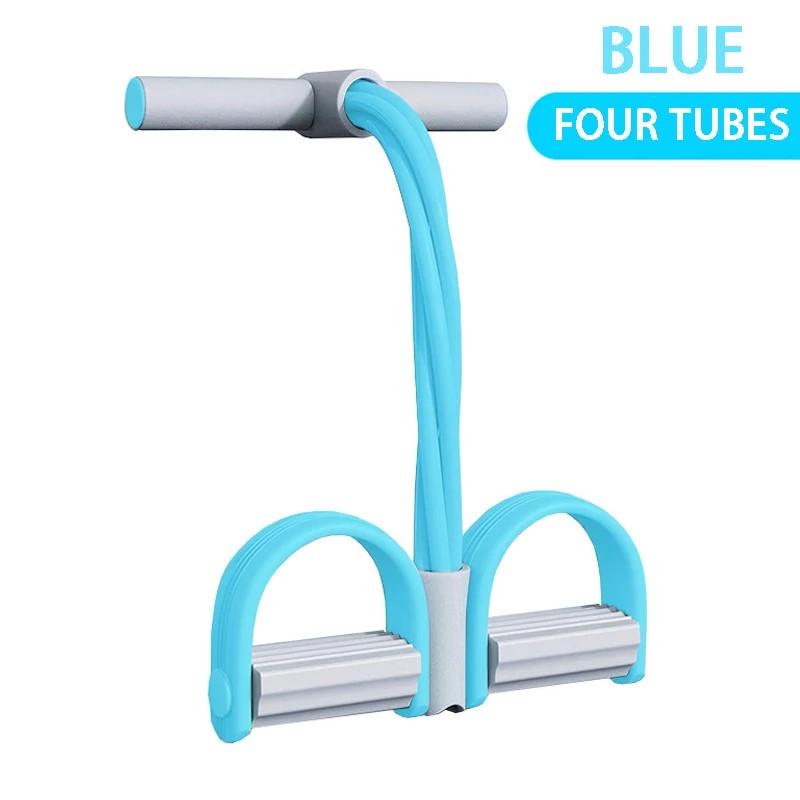 

Pedal Puller Slim Waist Pulling Rope Sports Resistance Rope Fitness and Fitness Pedal Resistance Belt 4 tubes grey-Blue