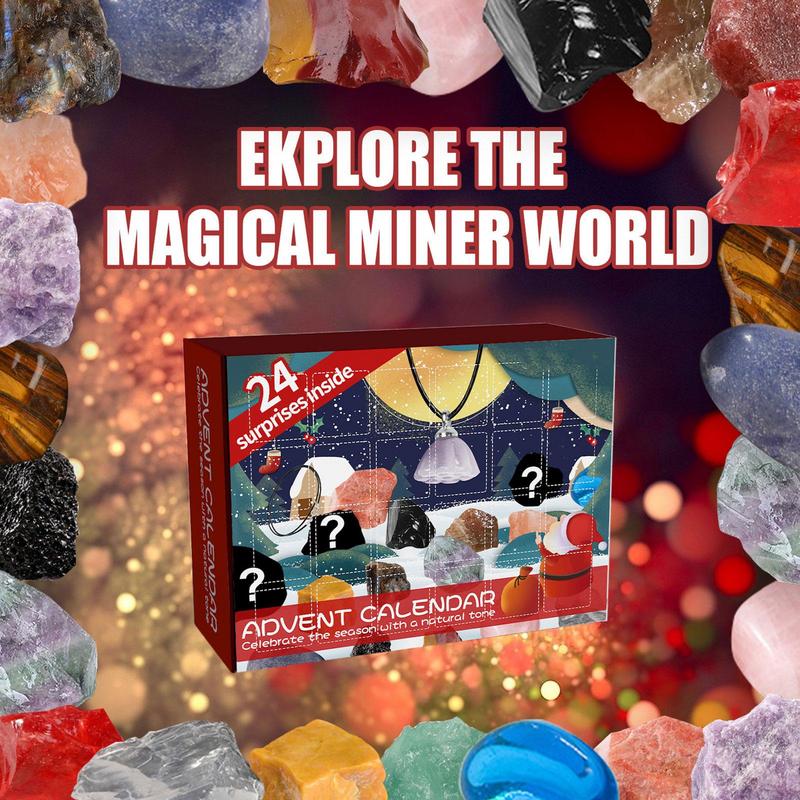 Christmas Ore Advent Calendar,New Year 24 Days Holiday Countdown Advent Calendars With Rocks Gems 24 Days Gemstone Ore