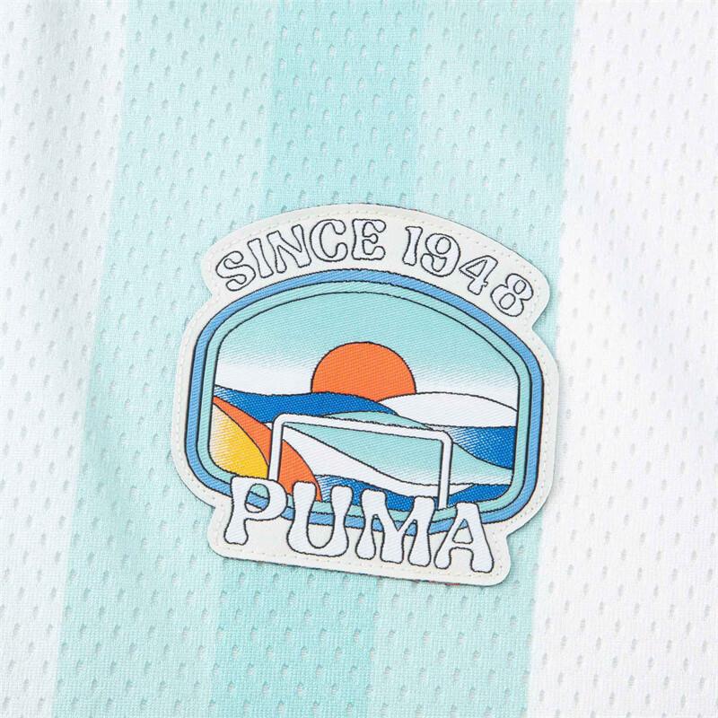 PUMA Color Block Loose V-Neck Pullover Short Sleeve T-Shirt Unisex Tops White 628234-02