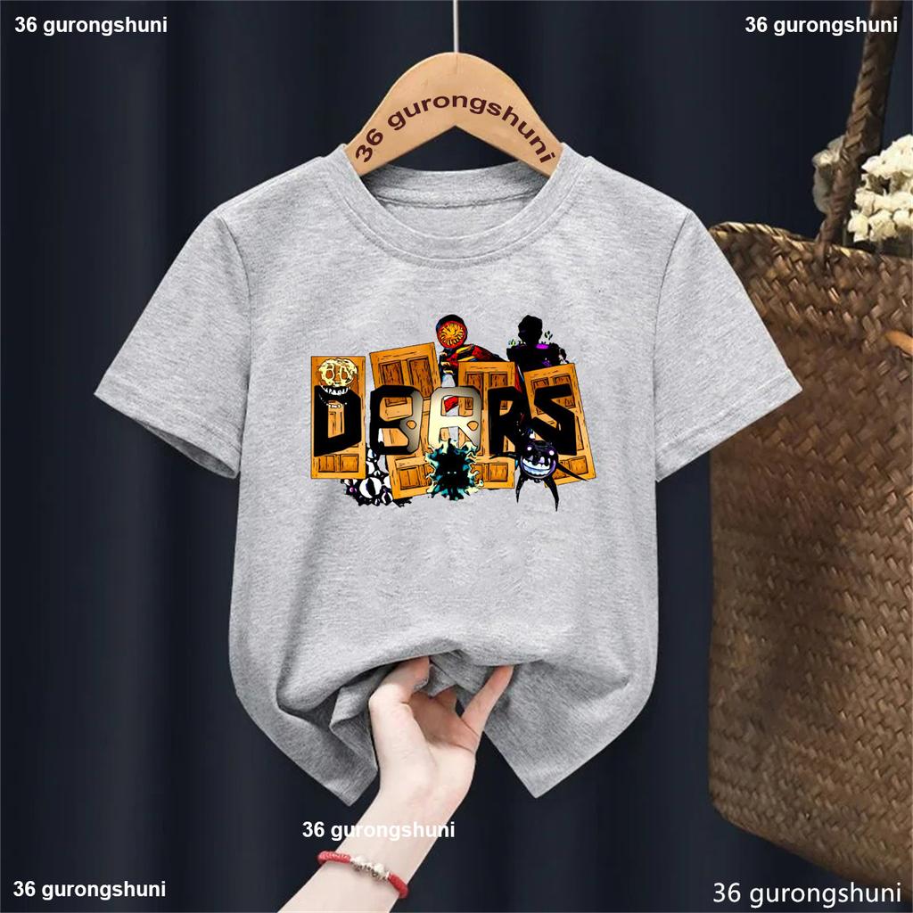 Summer Casual All The Entities New Doors Game Update Kids T-Shirt Cartoon Print Boys Tshirt Boys/Girls Clothes Shirt Tops