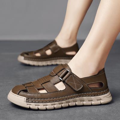 Fashion New Summer Leather Men Sandals Fashion Breathable Casual Shoes Men Soft Bottom Outdoor Beach Sandals Roman Slippers Big Size 46