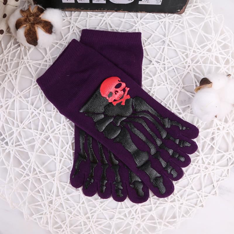 Creative Cotton Men's Five Finger Socks Soft Cotton Horror Skull Hand Claw Prints Summer Toe Socks Outdoor Sports Running Socks