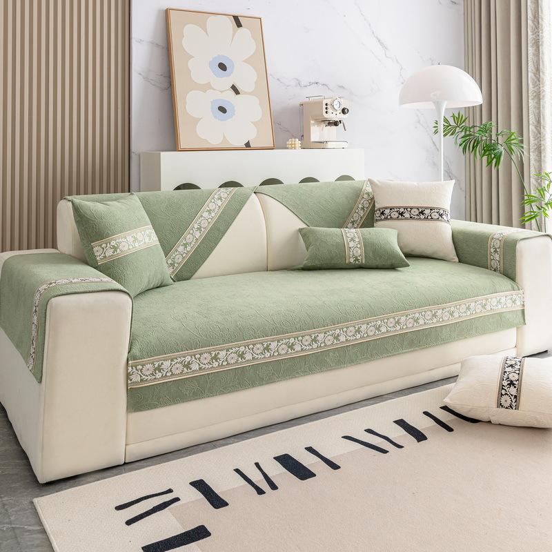 Sofa Kissen Chenille Sofaüberwurf Vier Jahreszeiten Universalbezug Stoff Leichter Luxus Rutschfest Einfarbig Stoff Handwerk Kissen
