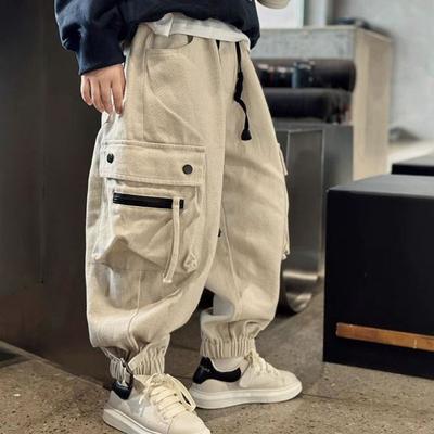 Spodnie Cargo na co dzień dla starszych dzieci Wiosna Jesień Dziewczęce Chłopięce Sportowe Długie Spodnie Nastolatkowe Streetwear Luźne Spodnie Dziecięca Moda Spodnie Joggery