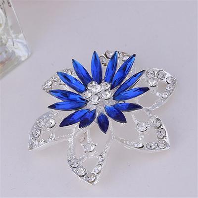 DIEZI Fashion Bouquet Jewelry Brooch For Wedding Blue Flower Silver Color Crystal Rhinestone Bride Brooch Pins Women Brooch