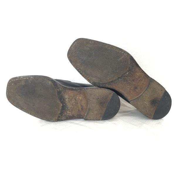 Vintage Moreschi Pravá kůže Mackay Konstrukce Nazouvací boty 7.5 26.0 Černé mokasíny Společenské boty(POUŽITÝ)