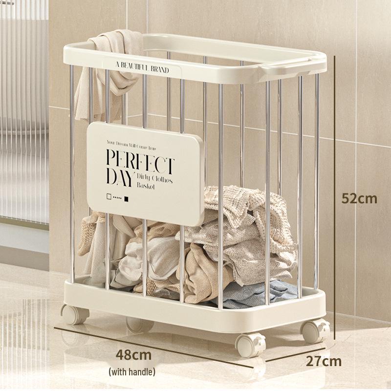 

Large Capacity Wheeled Laundry Hamper for Bathroom - Multifunctional Clothes Storage Basket No Specification