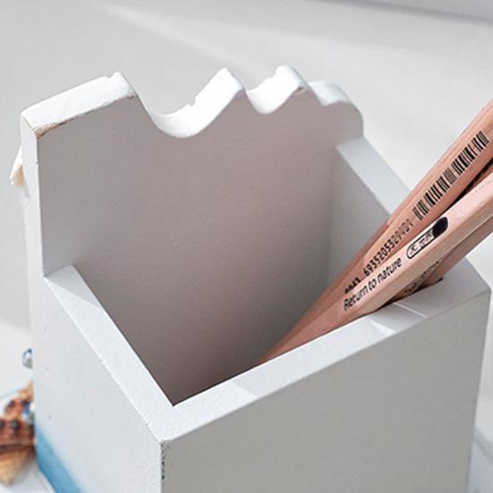 Maritimer Holz-Stifthalter Handgefertigt Mediterranes Thema Make-up-Pinsel-Organizer Ozeanstrand Stiftebehälter für Zuhause Büro
