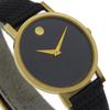 Movado Museum Watches 87.45.882 blackDial Plated Gold/Embossed Leather Quartz Analog display mens Used