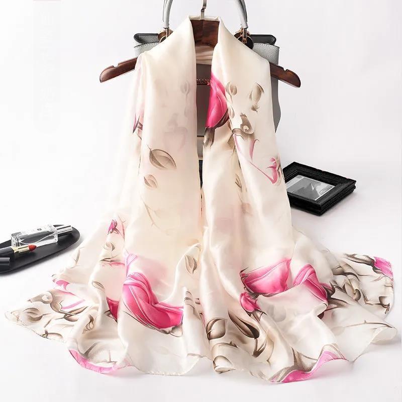Scarf Shawl Long Fashion All-match Imitation Silk Fabric Women's Silk Scarf