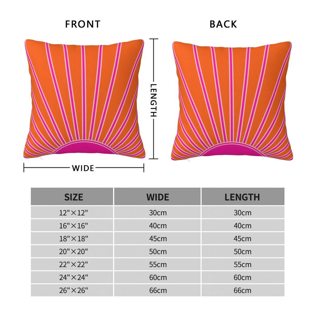 Sun Sunrise Orange And Hot Pink Preppy Sunshine Pillowcase Soft Cushion Cover Decor Pillow Case Cover Chair Zipper 45*45cm