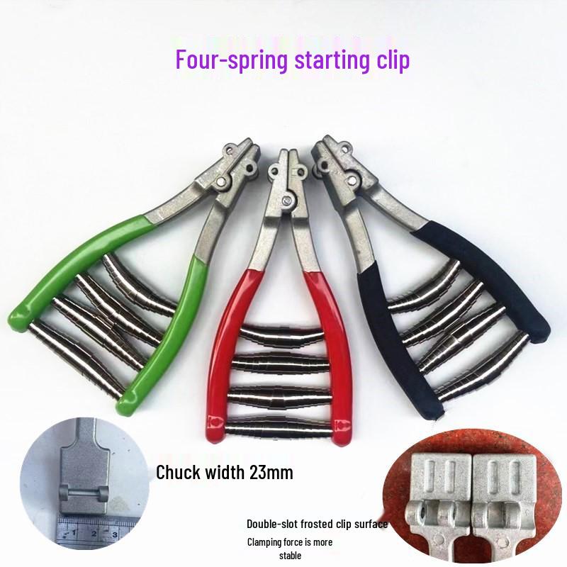 Badminton Tennis Racket Stringing Machine Clamp Pliers - Four-Spring Fixing Tool (Red, Black, Green)