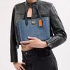 Coach Willow 24 Magnetic Buckle Denim Shoulder Crossbody Handbag Medium Women Handbags Brass Indigo CR708-B4IN
