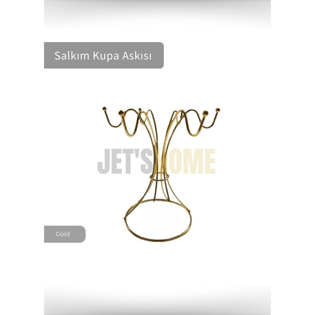 Fincan ve Kupa Askısı Paslanmaz Tezgah Üstü Bardak Düzenleyici Askılığı Çelik Gold