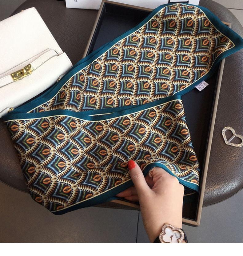 

Шелковый шарф из тутового шелка Женский Европейский стиль Насыщенный цветок кешью Универсальный двухслойный шелковый шарф Модный шарф-лента 17*150