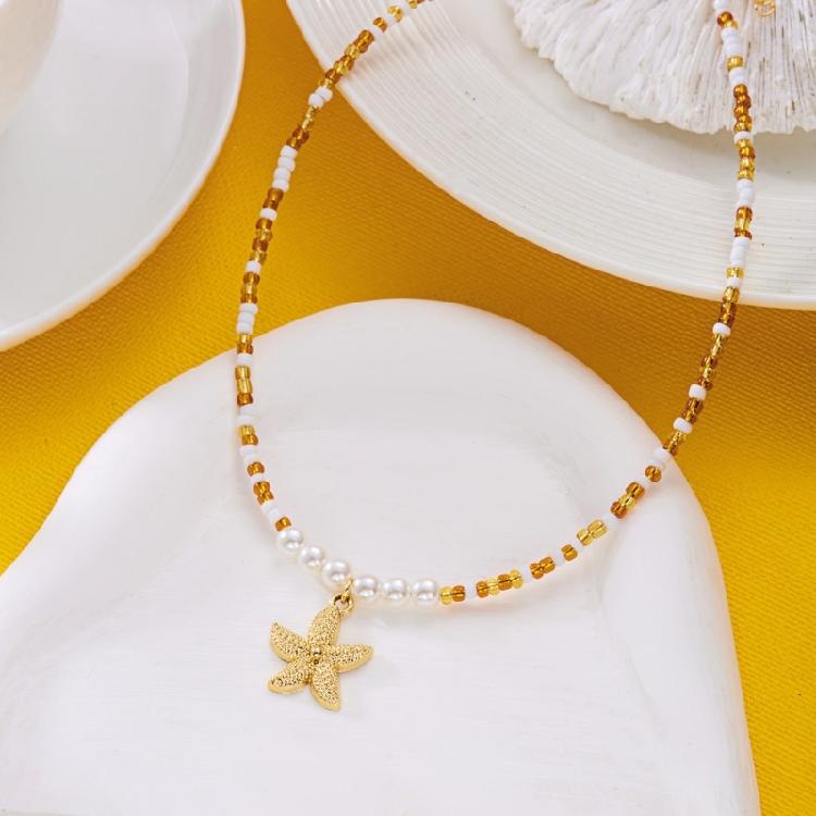 Adjustable Bohemian Starfish Necklace Pearls Bead Designs 4 Styles for Women’s Casual and Evening Outfits