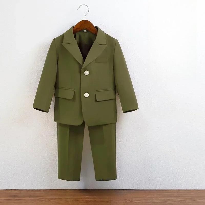 Suit for Boys Fall Casual Children School Uniform Outfits Handsome Kids Host Performance Costume 2-12Y Boy Birthday Blazers Set